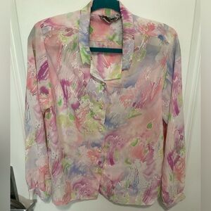 blouse, vintage, size unknown but measures 18” pit to pit.